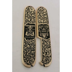 1 Pair Custom Made Pure Brass Handle Scales for 91 mm Victorinox Swiss Army 07FC0E-D4 - KOEEK