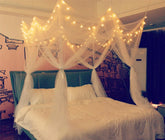 8 Corner Bed Canopy with 100 LED Star String Lights Battery Operated 07FC0E-D4 - KOEEK