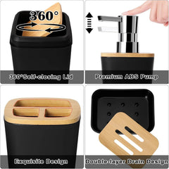 Bathroom Accessory Set, 9 Piece Black Bathroom Accessory Bathroom Decoration 07FC0E-D4 - KOEEK