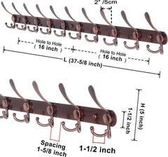 Wall-mounted coat rack - 38 inches long, 10 heavy-duty coat hooks 07FC0E-D4 - KOEEK