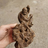 17*9cm Vietnamese Agarwood Carved Dragon Arhat Figurine Feng Shui Wealth Gift 07FC0E-D4 - KOEEK