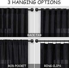 Black linen curtains, 84 inches long, 2 panels 07FC0E-D4 - KOEEK