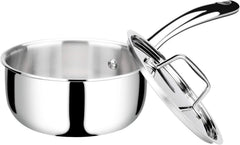 Tri-Ply Stainless Steel Stock Pot with Lid, 3-Quart, Kitchen Induction Cookware 07FC0E-D4 - KOEEK