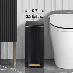 Ultra-thin bathroom trash can with lid, stainless steel trash can 07FC0E-D4 - KOEEK