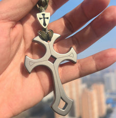 TC4 Titanium alloy Crusader Cross Pendant EDC Self Defense Tool Weaving rope Set 07FC0E-D4 - KOEEK