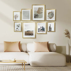 8 Pack Modern Gallery Wall Frame Set, Gold Photo Frame Collage Wall Decoration 07FC0E-D4 - KOEEK