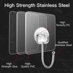Large Adhesive Hooks for Hanging Heavy-Duty 44Ib(Max) 20 Packs, Wall Hangers 07FC0E-D4 - KOEEK
