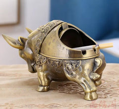 Vintage Bull Ashtray with Lid Cigar Cigarettes Metal Ashtray Windproof Ash Tray 07FC0E-D4 - KOEEK