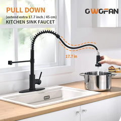 Black Kitchen Faucet with Pull Down Sprayer Stainless Steel Utility RV, Wet Bar 07FC0E-D4 - KOEEK