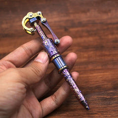 Titanium Meteorite Pattern Mechanical Signature Pen Tactical Ballpint Pen EDC 07FC0E-D4 - KOEEK