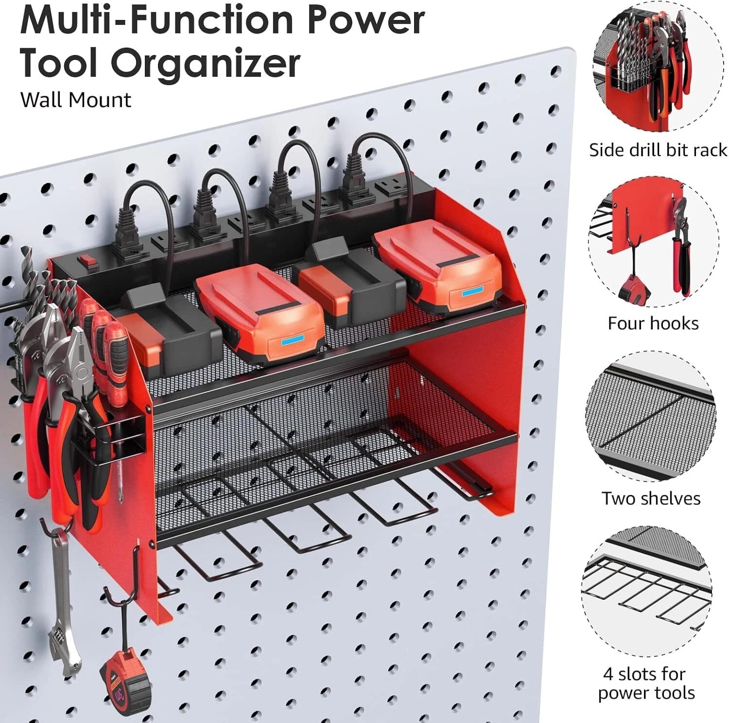 Modular Power Tool Storage Hanger with Charging Station 07FC0E-D4 - KOEEK