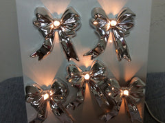 Vintage Noma Holiday Accents 10 Mini Silver Bow Light Set NIB NOMA - KOEEK