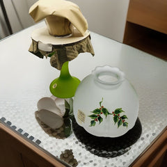 Vtg Westmoreland Frosted Glass Christmas Fairy Lamp With Holly Leaves & Berries WESTMORELAND - KOEEK