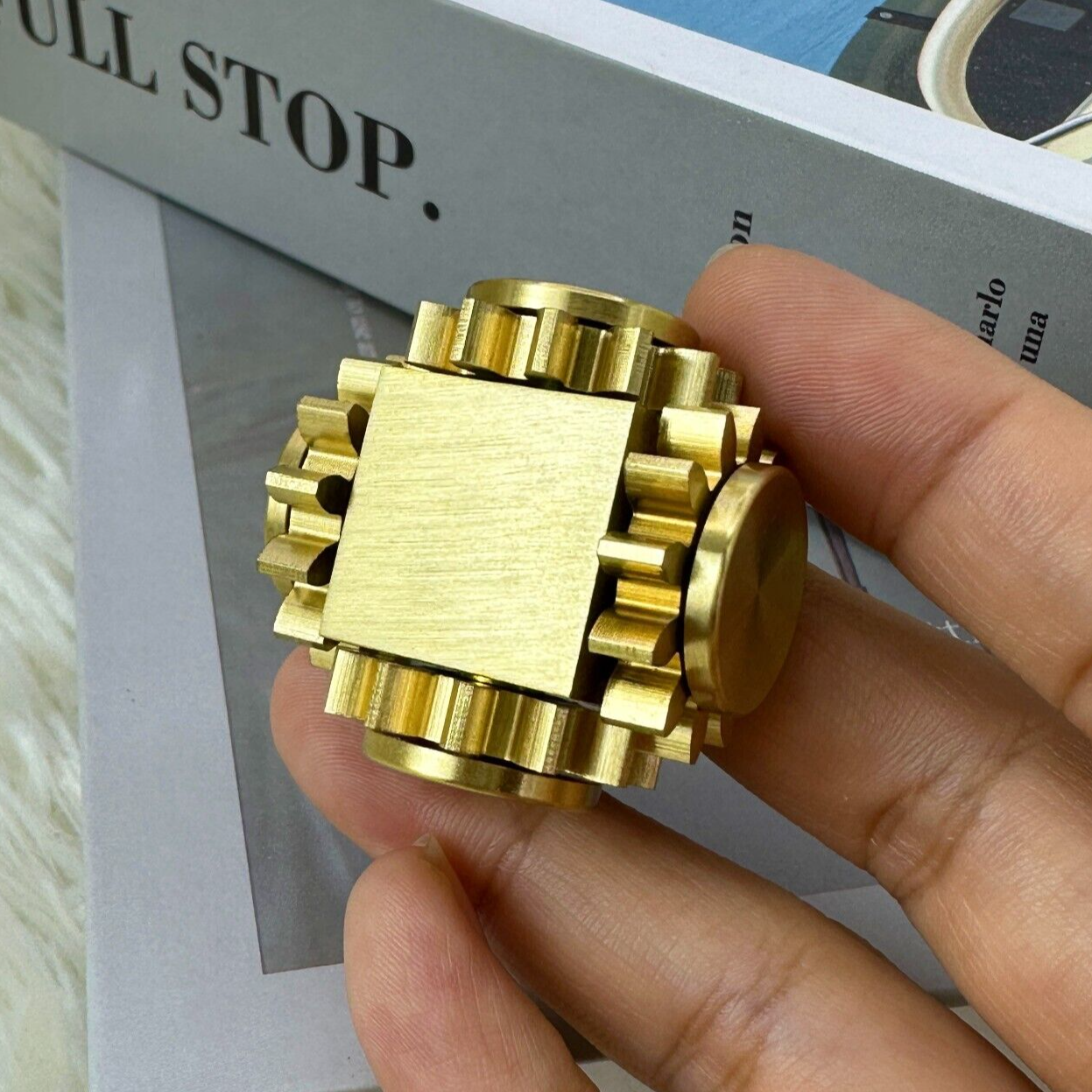 Fidget Spinner Four Gear Cube Brass Gyro Mechanical Fidget Slider EDC Toys Gift 07FC0E-D4 - KOEEK