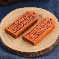 Natural Peach Wood Handcarved Tai Sui Pendant Taoist Feng Shui Amulet Keychain 07FC0E-D4 - KOEEK