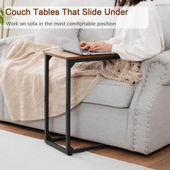 C Shaped End Tables, TV Trays Set of 2 for Living Room, Slide Under Couch Table 07FC0E-D4 - KOEEK