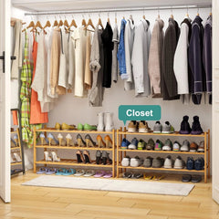 Three-tier shoe rack, bamboo and wood shoe rack 07FC0E-D4 - KOEEK