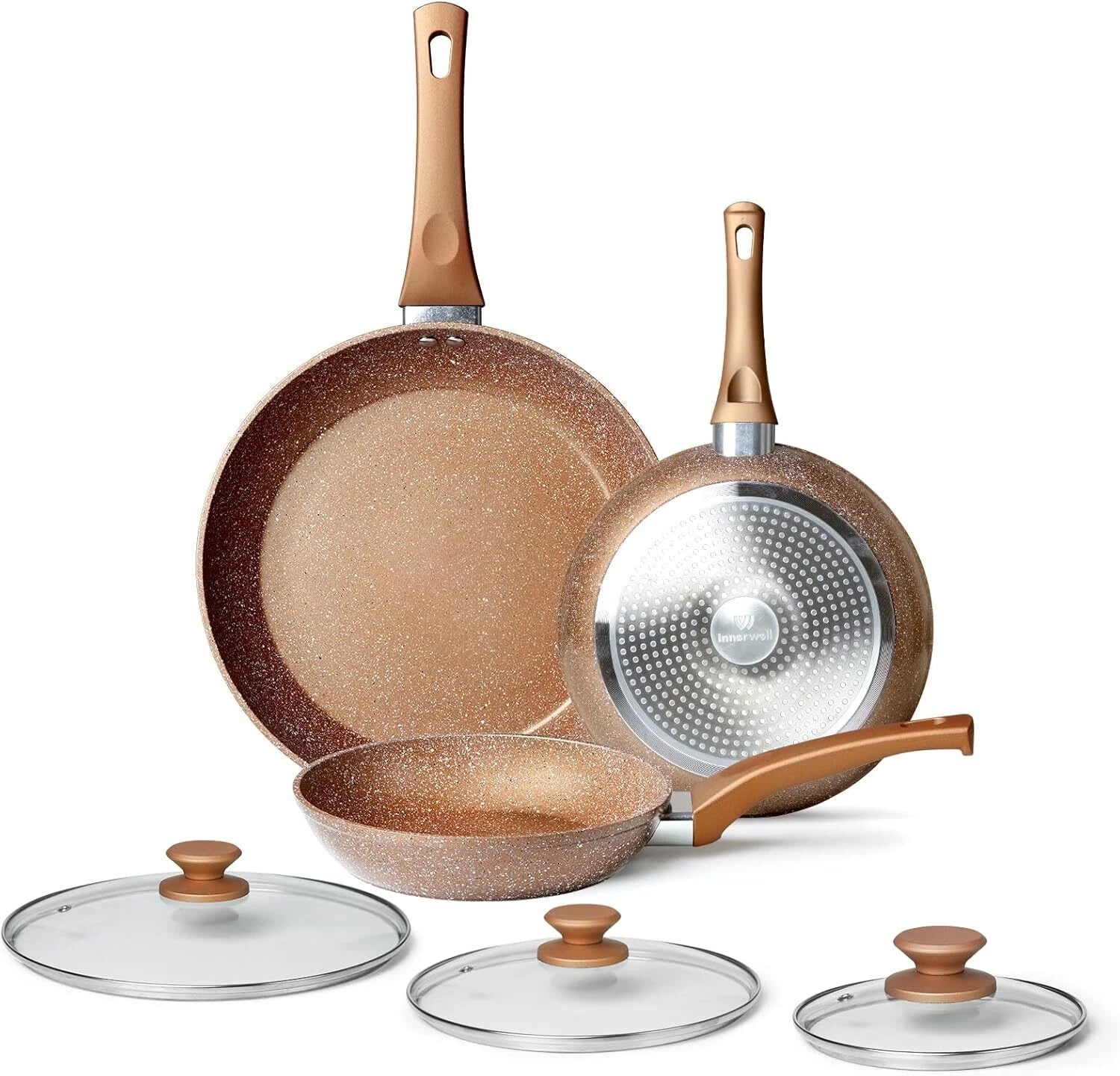 Frying Pan Set with Lid - Nonstick Cookware Set 3 Piece, Granite Cookware Set 07FC0E-D4 - KOEEK