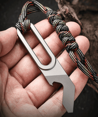 EDC Titanium Keychain Pry Bar Crowbar Pocket Opener Wrench Outdoor Multi Tools 07FC0E-D4 - KOEEK