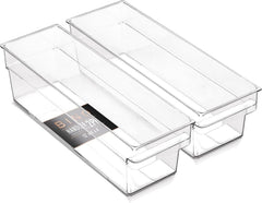 Plastic storage box, small -Shallow transparent container for household storage 07FC0E-D4 - KOEEK
