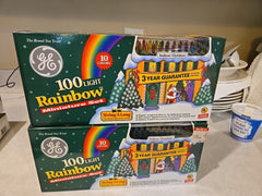 2 Vintage GE 100 Light String-A-Long Rainbow Miniature Light Sets GE - KOEEK