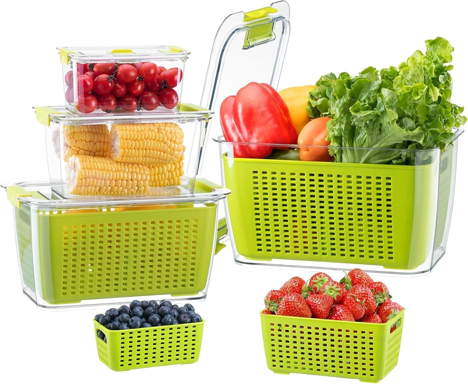 Fruit and vegetable storage box,set of 4 refrigerator storage containers 07FC0E-D4 - KOEEK