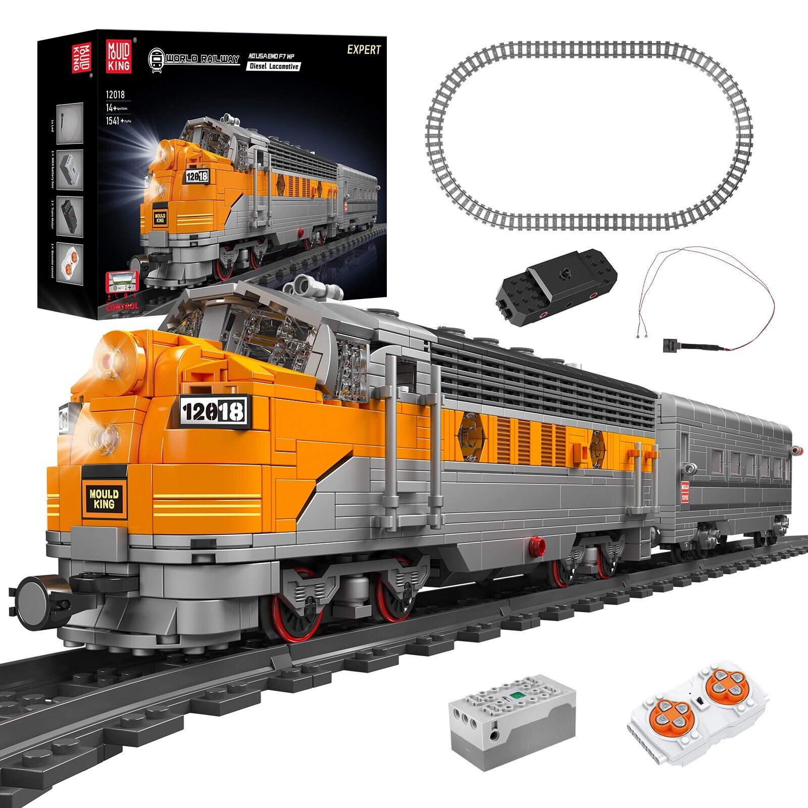 new Mould King 12018 Diesel Locomotive Train Railway Model Building Block Toy MOC MOULD KING - KOEEK