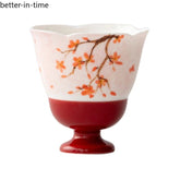 50ml High-foot Flower Mouth Master Cup Hand-painted Red Plum Kung Fu Tea Set 07FC0E-D4 - KOEEK