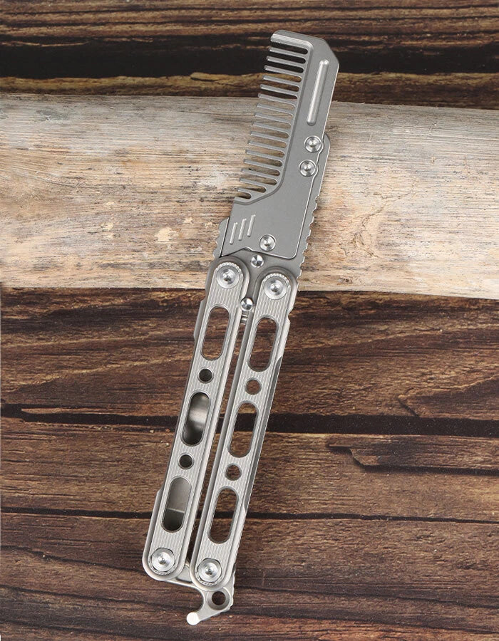 Outdoor Titanium Pocket Folded Comb Replaceable Blade Portable Practice EDC Tool EDC - KOEEK