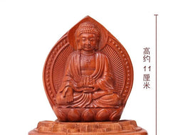 Peach Wood Amitabha Buddha Car Ornament Guardian Deity Dashboard Decor 07FC0E-D4 - KOEEK