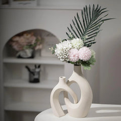 XL Beige Ceramic Vase Set of 2 for Modern Home Decor, Eclectic Entryway Modern 07FC0E-D4 - KOEEK