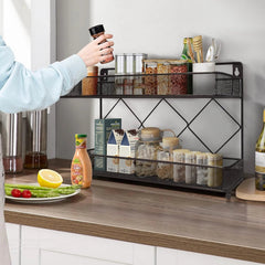 2 Tier Metal Kitchen Counter-top or Wall Mount Spice Rack,Jars Storage Organizer 07FC0E-D4 - KOEEK