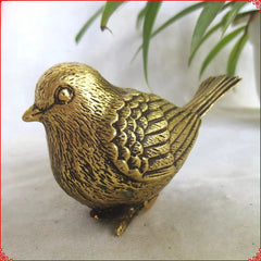 10cm Exquisitely Chinese Retro Brass Sparrow Sculpture Good Luck Ornament 07FC0E-D4 - KOEEK