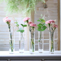 Glass Cylindrical Bud Vases for Centerpieces, Set of 12 Clear Small Vases 07FC0E-D4 - KOEEK