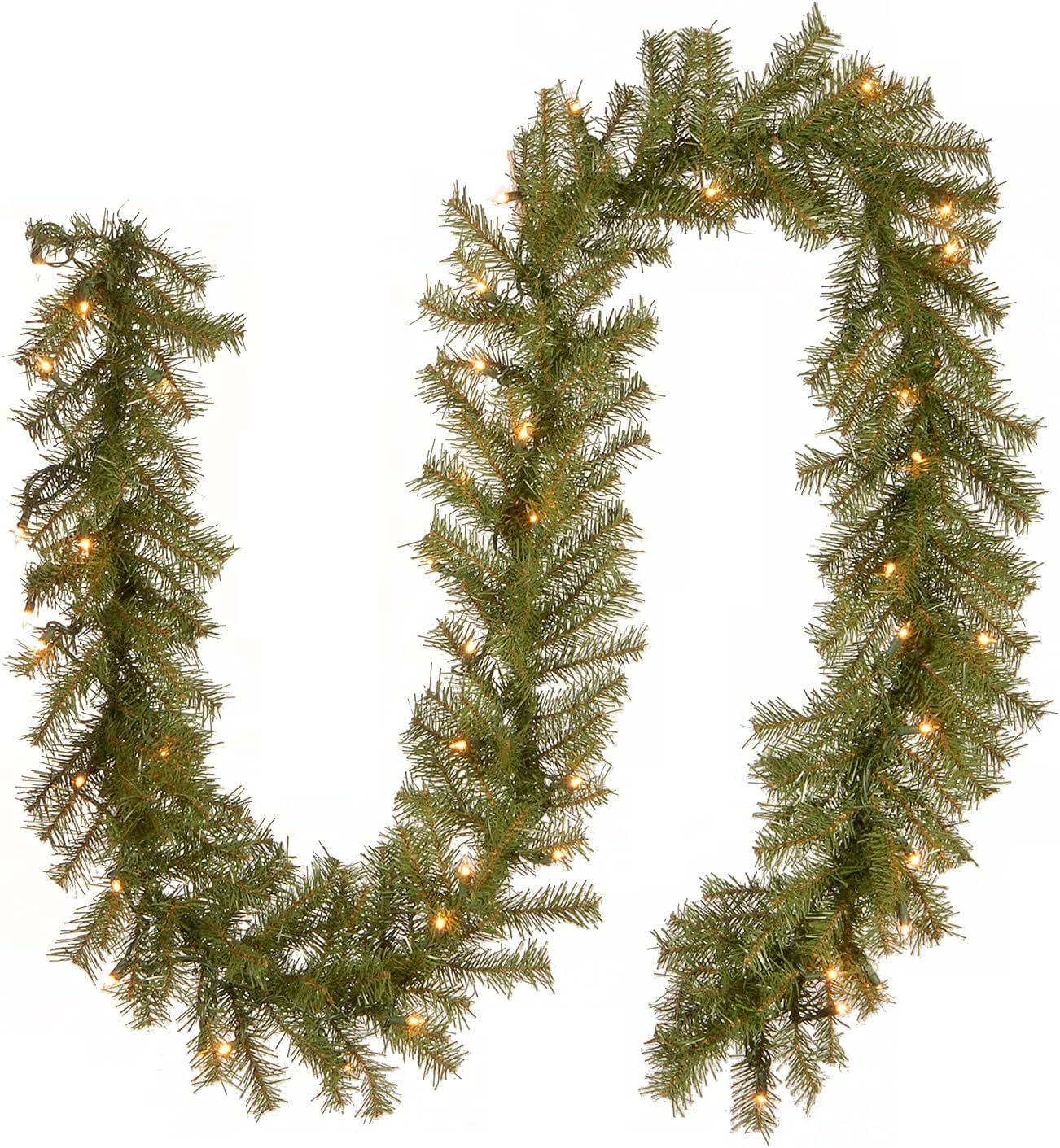 Pre-Lit Artificial Christmas Garland, Green, Norwood Fir, White Lights, Plug In, 07FC0E-D4 - KOEEK