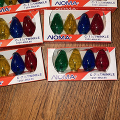 NOMA 12 pks 1047 4 Count C 7 1/2 Multi Transparent Twinkle Christmas Light Bulb NOMA - KOEEK