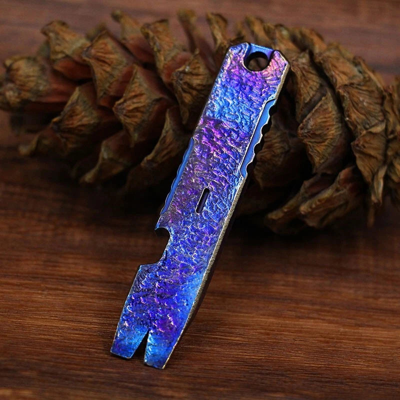 Solid EDC Titanium Alloy CNC Process Pry Bar Crowbar Bottle Opener Outdoor Tool 07FC0E-D4 - KOEEK