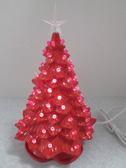 "Red Glazed Ceramic Christmas Tree" ly Made/ Extra Lights 07FC0E-D4 - KOEEK