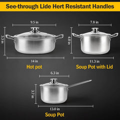 6 Piece Cookware Set, Stainless Steel Cookware Set,Nonstick Kitchen Cookware Set 07FC0E-D4 - KOEEK