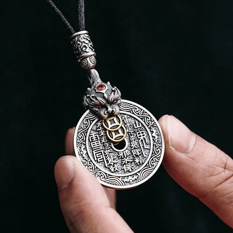 Rotating Taoist Pendant Necklace Pixiu Bagua Chinese Style Charm 07FC0E-D4 - KOEEK