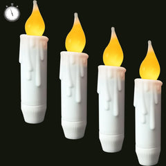 .White Short Taper Candles Battery Operated Flickering Small Flameless Taper 07FC0E-D4 - KOEEK