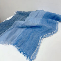 Mens Striped Breathable Blue Scarf Flax Linen Tasseled Stole Neckerchief 07FC0E-D4 - KOEEK