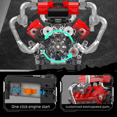new Mould King 10204 V8 Engine Motor Model Building Block Toy Gift MOC Collector MOULD KING - KOEEK