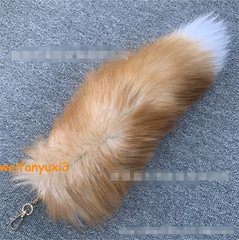 1PC Real Large Crystal Fox Tail Fur Keychain Tassel Bag Tag Charm Bag Pendant 07FC0E-D4 - KOEEK