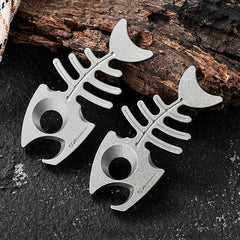 Titanium Alloy Fishbone Shape Bottle Opener Keychain Necklace Pendant EDC Gift 07FC0E-D4 - KOEEK