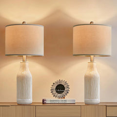 23.75-Inch Modern Ceramic Table Lamp (Set of 2), Nightstand Lamps 07FC0E-D4 - KOEEK