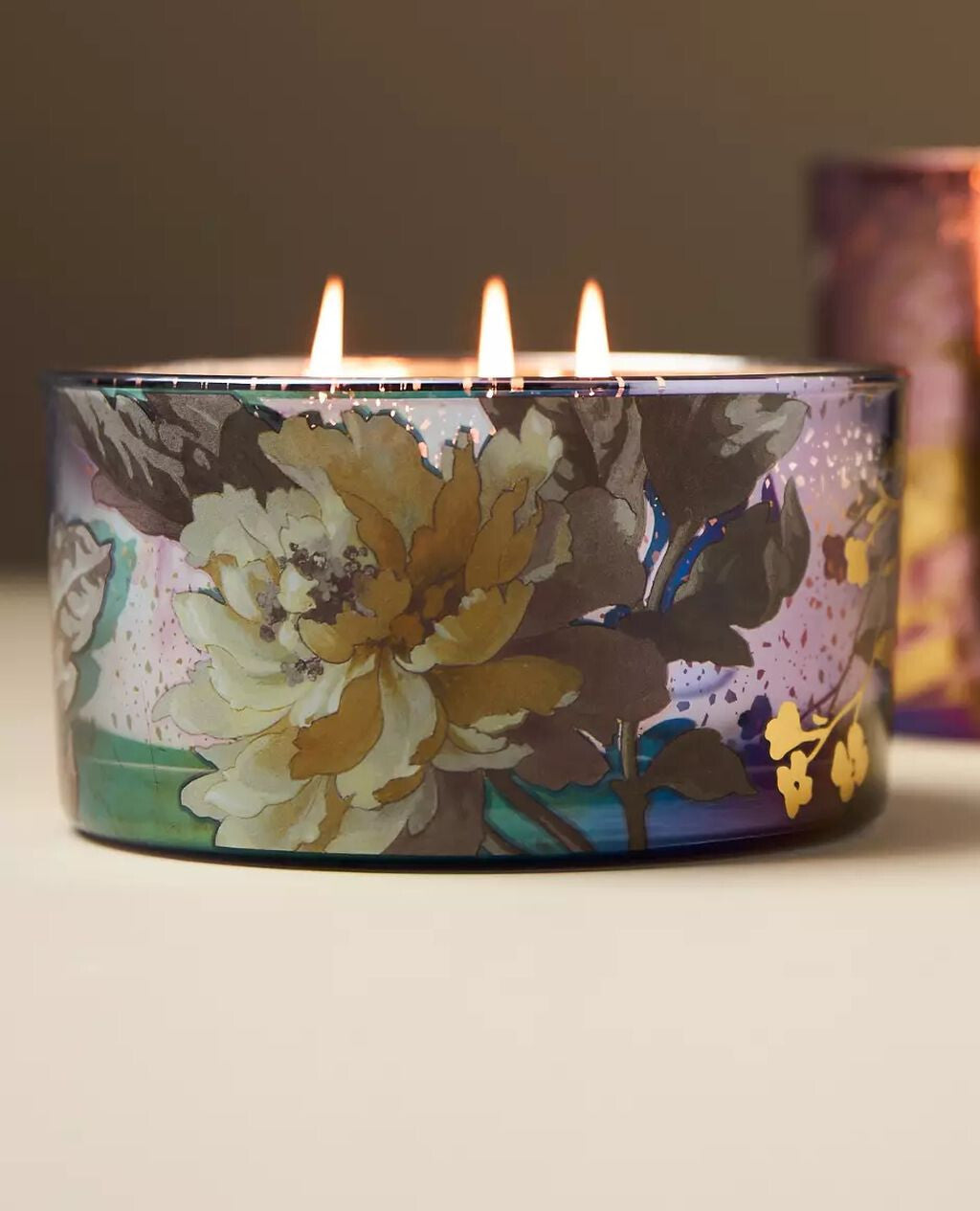 ANTHROPOLOGIE CANDLE ADA FLORAL SUEDED ROSE MERCURY GLASS CANDLE HUGE 23.03 OZ ANTHROPOLOGIE - KOEEK