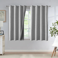 Total Blackout Bedroom Window Curtains Linen Textured Blackout, 2 Panels,Grey 07FC0E-D4 - KOEEK