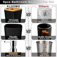 Bathroom Accessory Set, 9 Piece Black Bathroom Accessory Bathroom Decoration 07FC0E-D4 - KOEEK