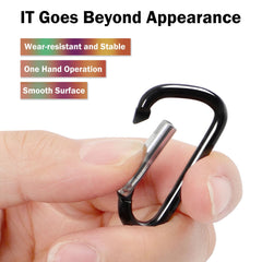 5 PCS D Shape Black Aluminum Carabiner Clip Snap Hook Small Camping 07FC0E-D4 - KOEEK